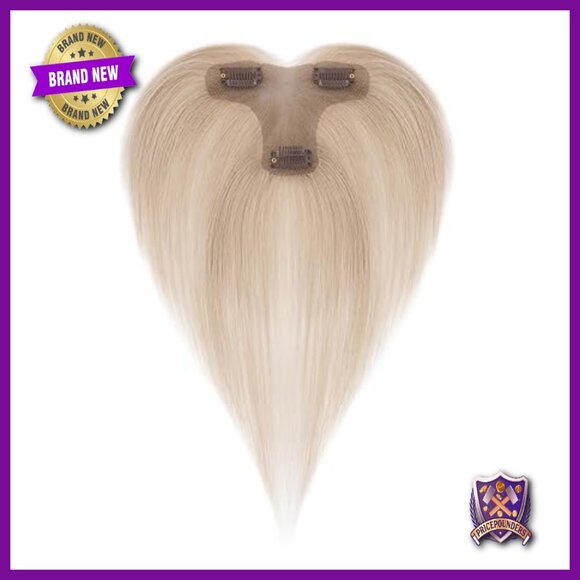 Human Hair Topper with Side Bangs, Thin Lace Base, 9x12cm, Clip-In Hairpiece